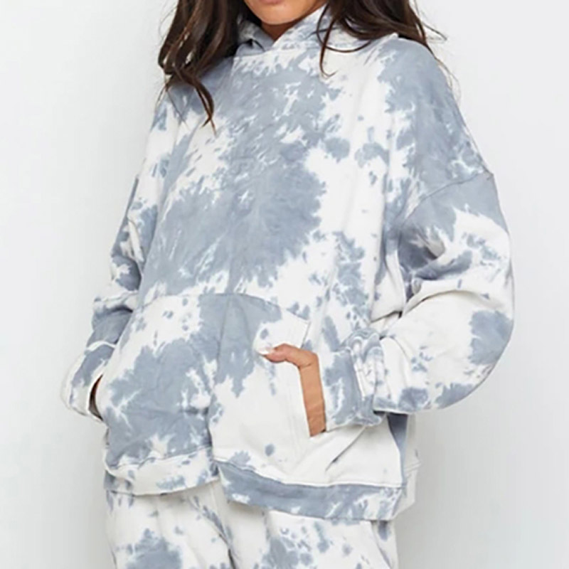 Batwing Sleeve Loose Casual Print Hoodies Women Pocket Home Style Sweatshirts Female Fashion Oversized Hooded Hoodies 210414