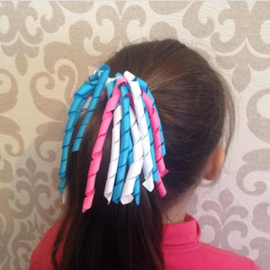 Girl Baby Elastic Hairband PonytaiL Holders 5" Korker Curling Ribbons Tassel Loop Plain Streamer Corker Hair Bows Clips Headband Bobbles 10PCS PD