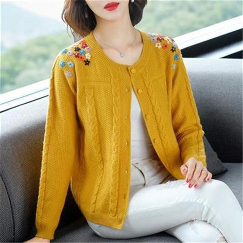 Women's Knits & Tees Autumn Embroidery Sweater Cardigans Women Solid O-neck Casual Single Breasted Spring Loose Korean Style PZ3555, White
Women's Knits & Tees Autumn Embroidery Sweater Cardigans Women Solid O-neck Casual Single Breasted Spring Loose Korean Style PZ3555, White