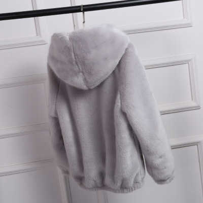 Fur Coat Women's Winter Korean Short Female Warm Loose Plush Hooded Thick Coat Jacket Overcoat Artificial Fur 211019