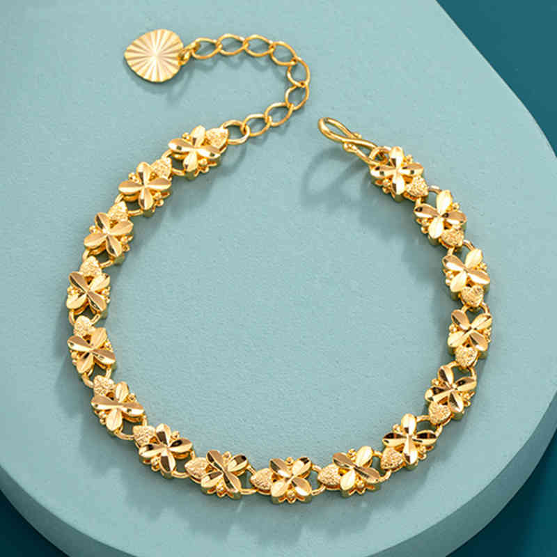 Fashion Lucky 24k Gold Bracelet 6mm Four-leaf Clover Bracelet, Suitable for Women's Jewelry Gifts, Golden;silver
Fashion Lucky 24k Gold Bracelet 6mm Four-leaf Clover Bracelet, Suitable for Women's Jewelry Gifts, Golden;silver
