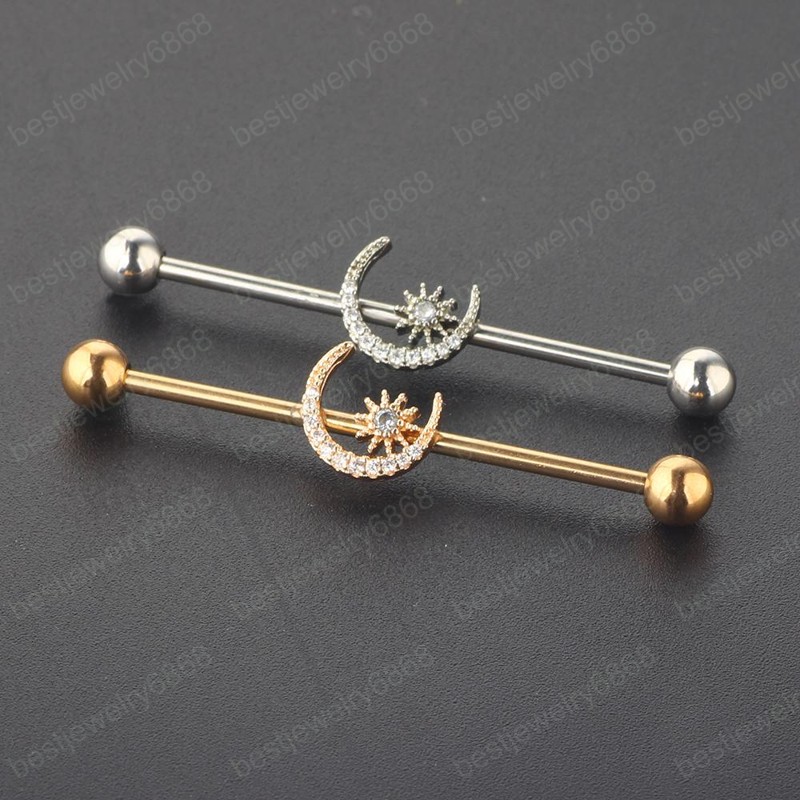 Barbell Earring Cartilage Stainless Steel 38mm 1 1/2 inch Industrial Bar Body Piercing Jewelry for Women