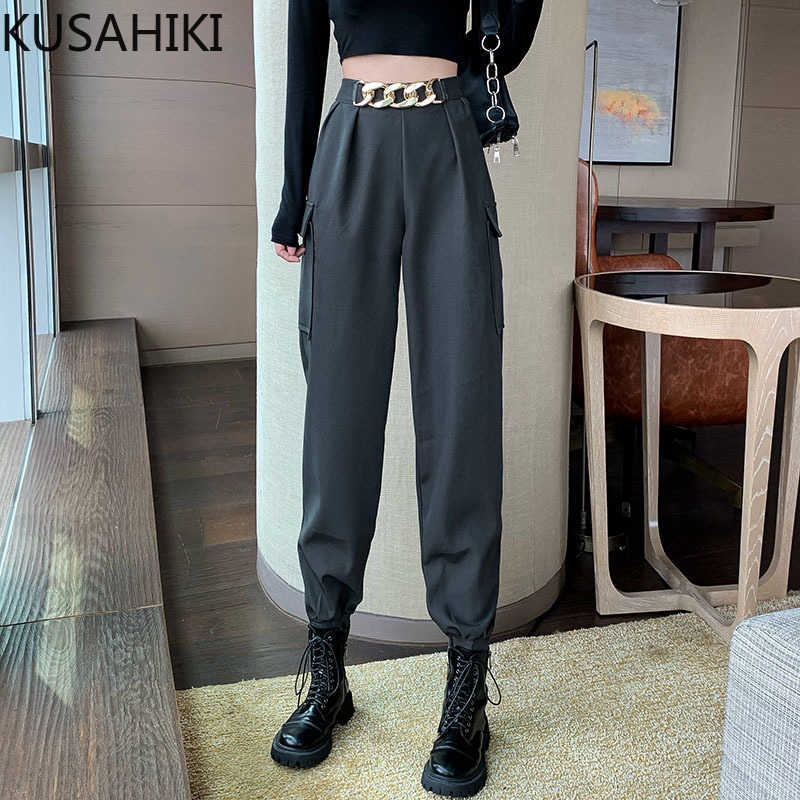 KUSAHIKI Korean Chain High Waist Women Pants Safari Style Causal Solid Long Trousers Spring Femme Harem Pants 6F019 210602, Gray
KUSAHIKI Korean Chain High Waist Women Pants Safari Style Causal Solid Long Trousers Spring Femme Harem Pants 6F019 210602, Gray