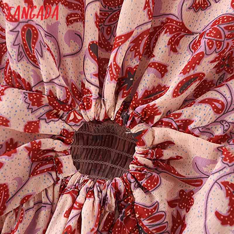 Summer Women Flowers Print Backless Hollow Strethy Waist Ladies Mini Dress Vestidos 5X48 210416