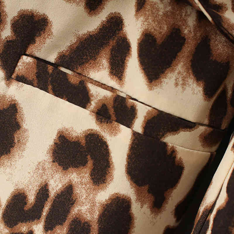 Fashion Leopard Print Suit Blazer Women Bow Sashes Long Sleeve Office Lady Coat Female Outwear Slim Fit Animal Jacket 210515