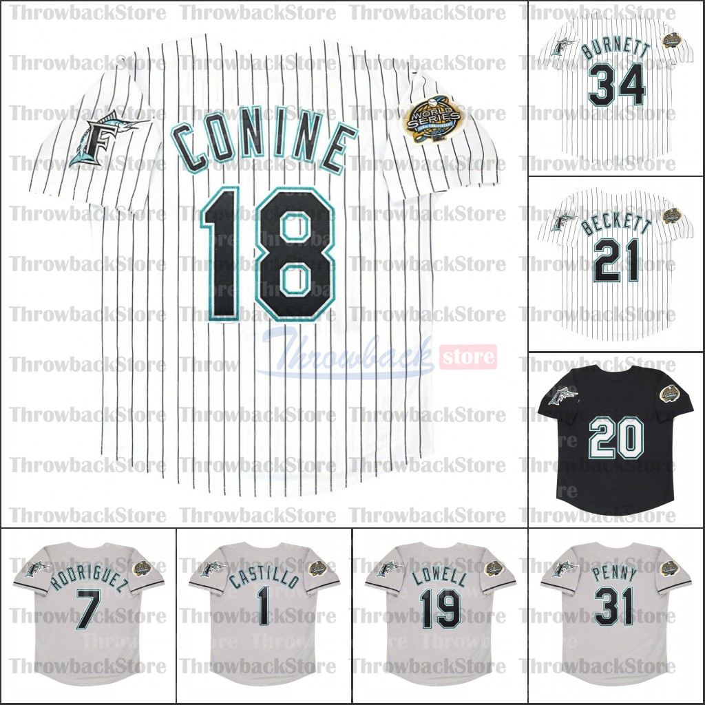 Retro 2003 Jerseys 7 Ivan Rodriguez 34 A.J. Burnett 31 Brad Penny 19 Lowell Dontrelle Willis 21 Josh Beckett, Youth/white
Retro 2003 Jerseys 7 Ivan Rodriguez 34 A.J. Burnett 31 Brad Penny 19 Lowell Dontrelle Willis 21 Josh Beckett, Youth/white