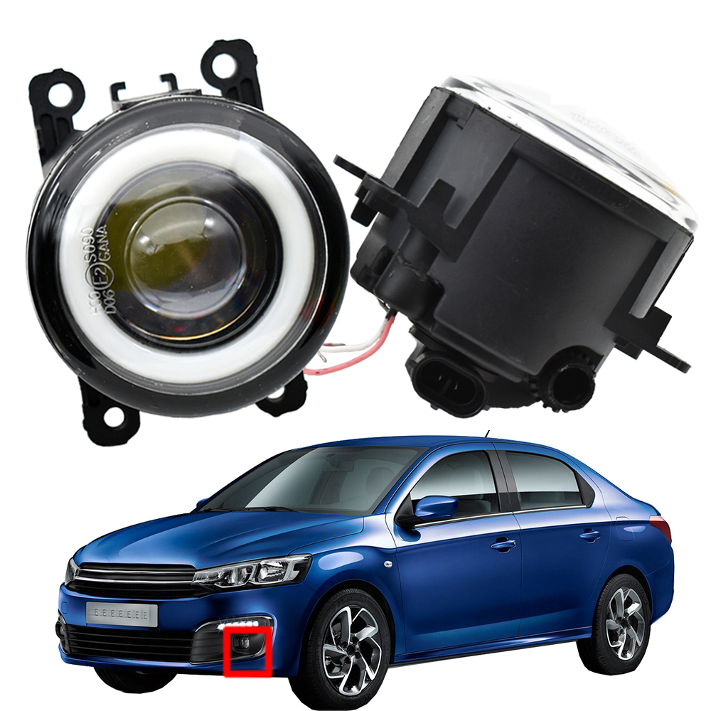 for Citroen C-Elysee 2012-2018 with Fog light LED DRL Car Accessories headlights Styling Lens Angel Eye high quality