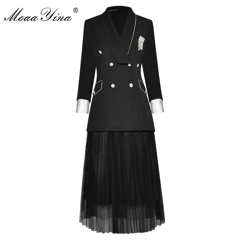 Fashion Designer Set Spring Women's Long sleeve Crystal Beaded Suit Tops+Mesh Skirt Two-piece set 210524, Black
Fashion Designer Set Spring Women's Long sleeve Crystal Beaded Suit Tops+Mesh Skirt Two-piece set 210524, Black