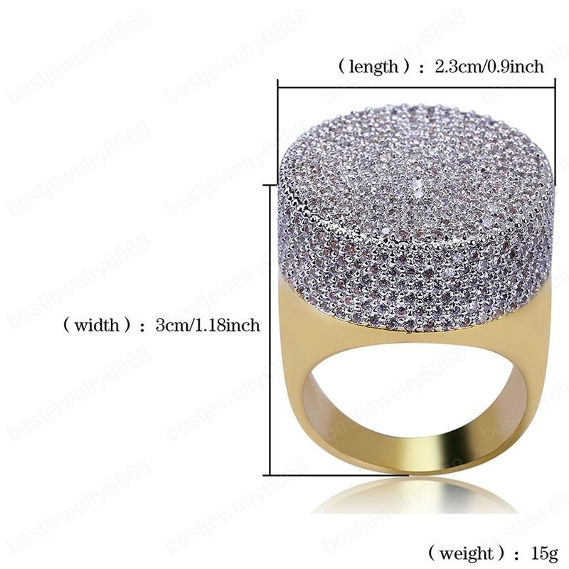 18K Real Yellow Gold Plated Full Bling CZ Ice Out Ring for Party Wedding Party Hot Gift for Men Women Size 7-11