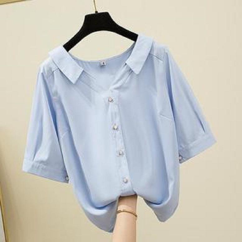 Women's Blouses & Shirts V-neck Loose Korean Short Sleeve Chiffon Shirt Fat Mm2021 Summer Large Foreign Pure Color Top, White
Women's Blouses & Shirts V-neck Loose Korean Short Sleeve Chiffon Shirt Fat Mm2021 Summer Large Foreign Pure Color Top, White