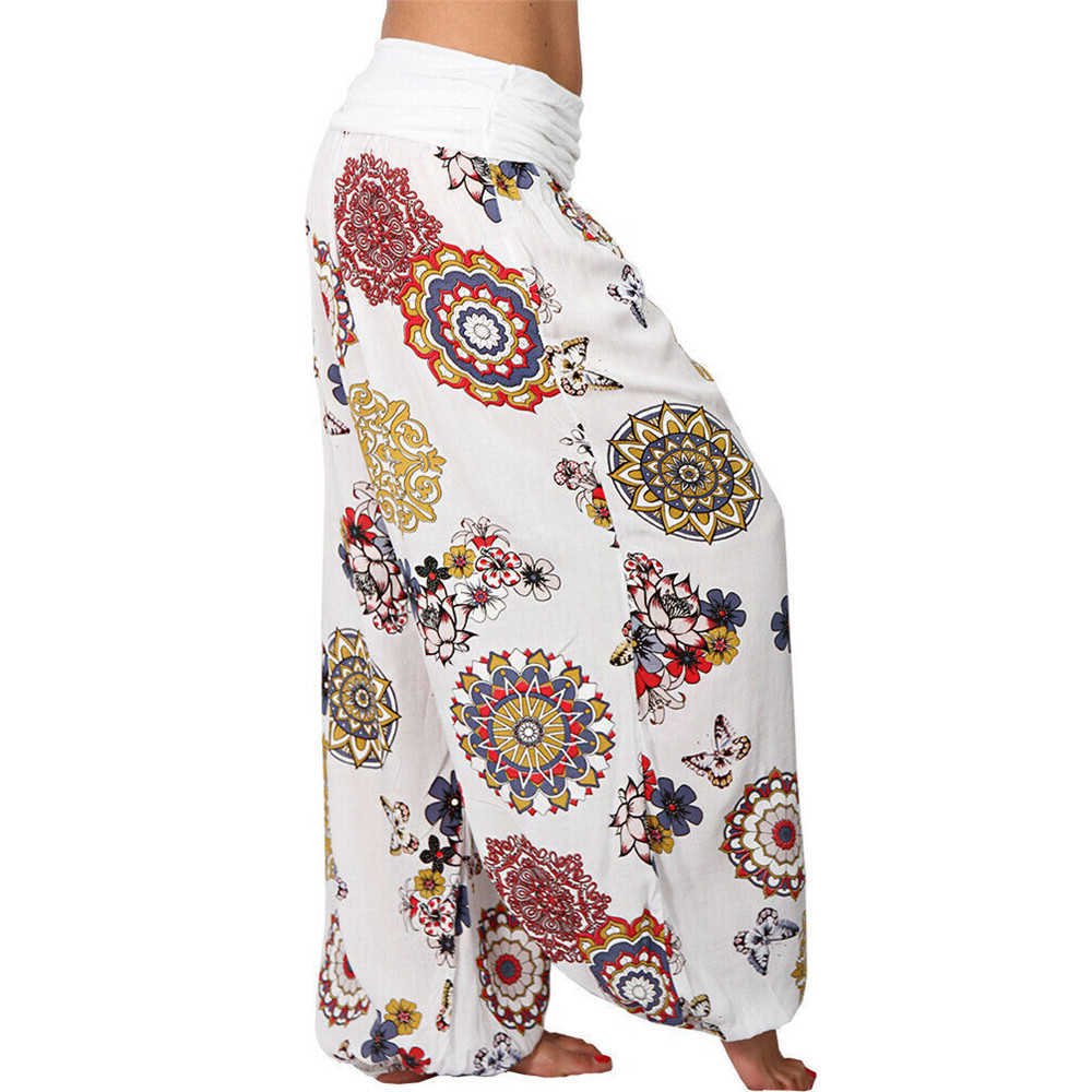 Women's Pants Loose Floral Print Drawstring Casual Wide Leg Female Summer Trousers Long Fashion Sweatpants 210604