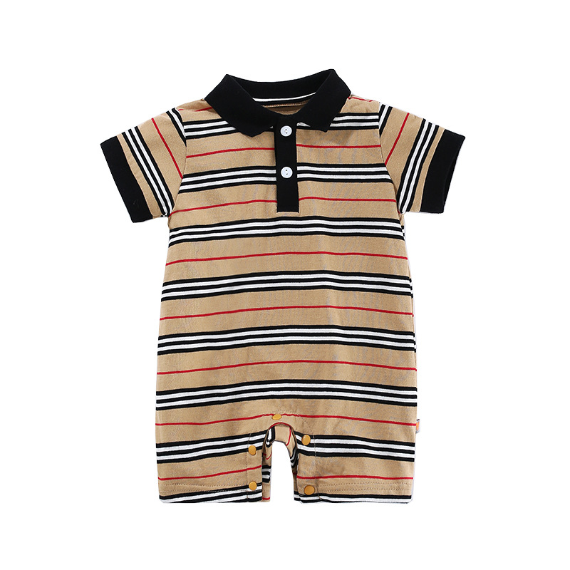 Summer Baby Boy Clothing Boy Knitted Ribbed Cotton Romper Newborn Strip Infant Outfit One Piece Brown Jumpsuit Baby Boy Outfit от DHgate WW