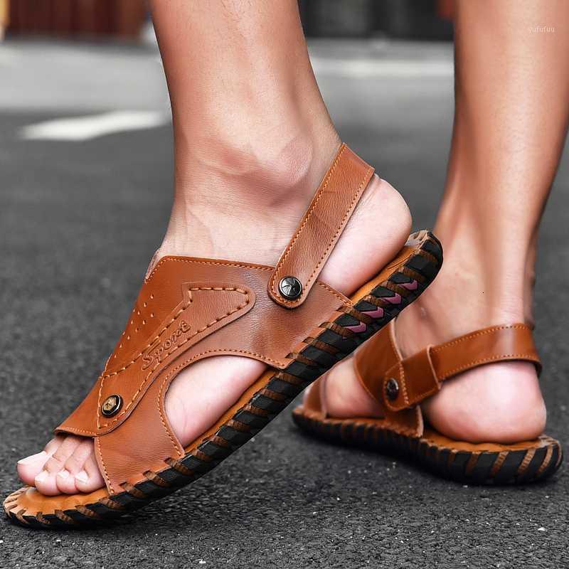 Sandals Fashion Summer Men Flip Flops genuine Leather Shoes Casual Sandalias outdoor Beach Design 's 1 FDPG, Light brown
Sandals Fashion Summer Men Flip Flops genuine Leather Shoes Casual Sandalias outdoor Beach Design 's 1 FDPG, Light brown