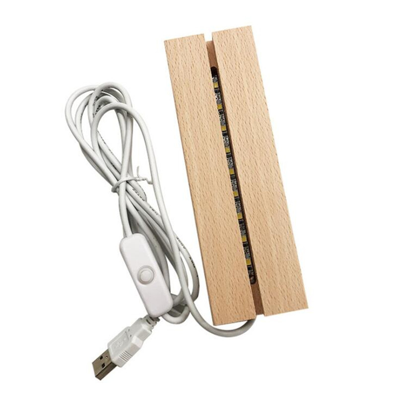 5mm Rectangle LED Lights Display Base Wooden Light Bases Stand Lasers Crystal Glass Night Lighting holder Resin Art Ornament