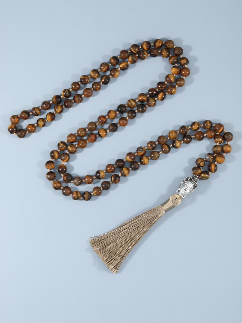Pendant Necklaces YUOKIAA Natural Tiger Eye 8mm 108 Mala Necklace With Buddha Head Tassel Bohemian Meditation Yoga Spirit Jewelry, Silver
Pendant Necklaces YUOKIAA Natural Tiger Eye 8mm 108 Mala Necklace With Buddha Head Tassel Bohemian Meditation Yoga Spirit Jewelry, Silver