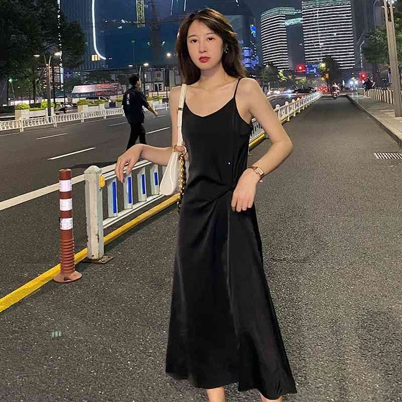 V-neck Sexy Elegant Dress Women Sleeveless Thin Slim Strap Dress Beach Party Dress Korean Office Lady Summer Chic 210521