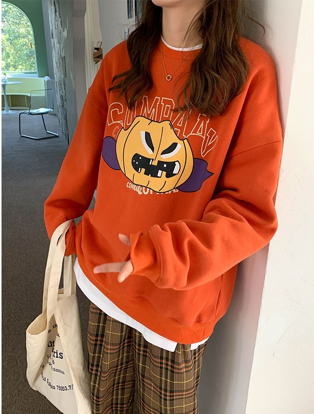 2 colors autumn winter korean style o neck Women Sweatshirts Long Sleeve cartoon thick Sweatshirt Womens pullovers (X1666) 210423
