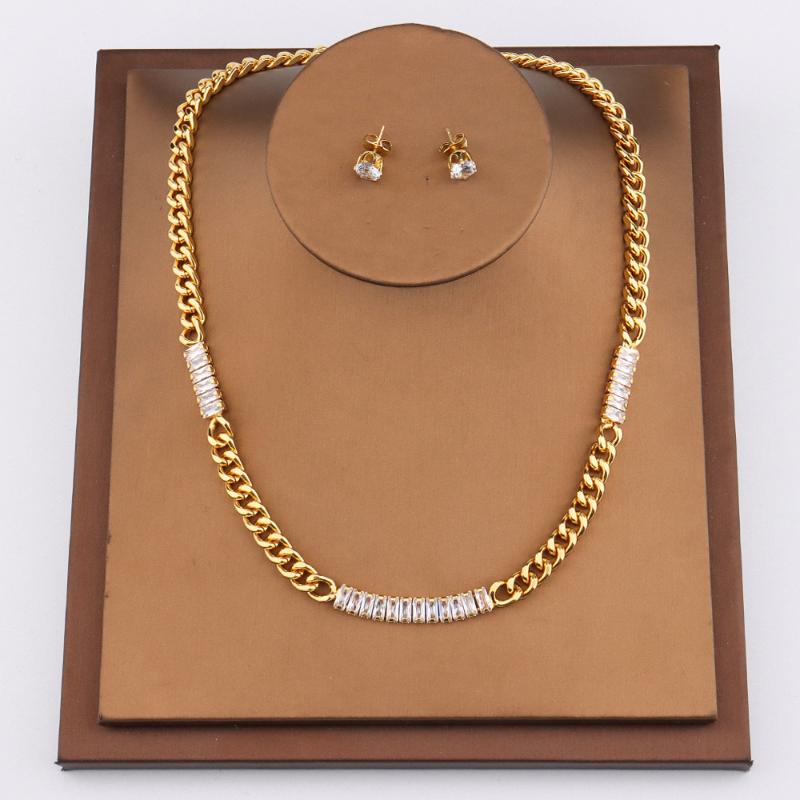 Earrings & Necklace Gold Plated Jewelry Sets Crystal Zircon Pendant Choker Stud For Hip Hop Women Men Fashion Accessories, Silver
Earrings & Necklace Gold Plated Jewelry Sets Crystal Zircon Pendant Choker Stud For Hip Hop Women Men Fashion Accessories, Silver