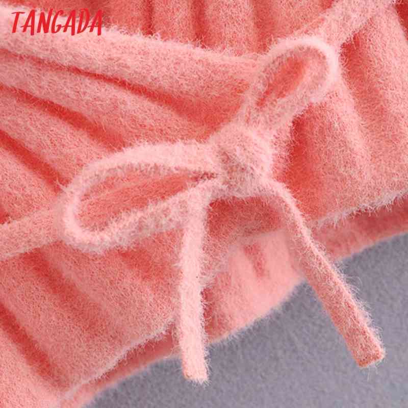 Women Elegant Pink Striped with Slash Jumper Lady Fashion Short Knitted Cardigan Coat 3H174 210416