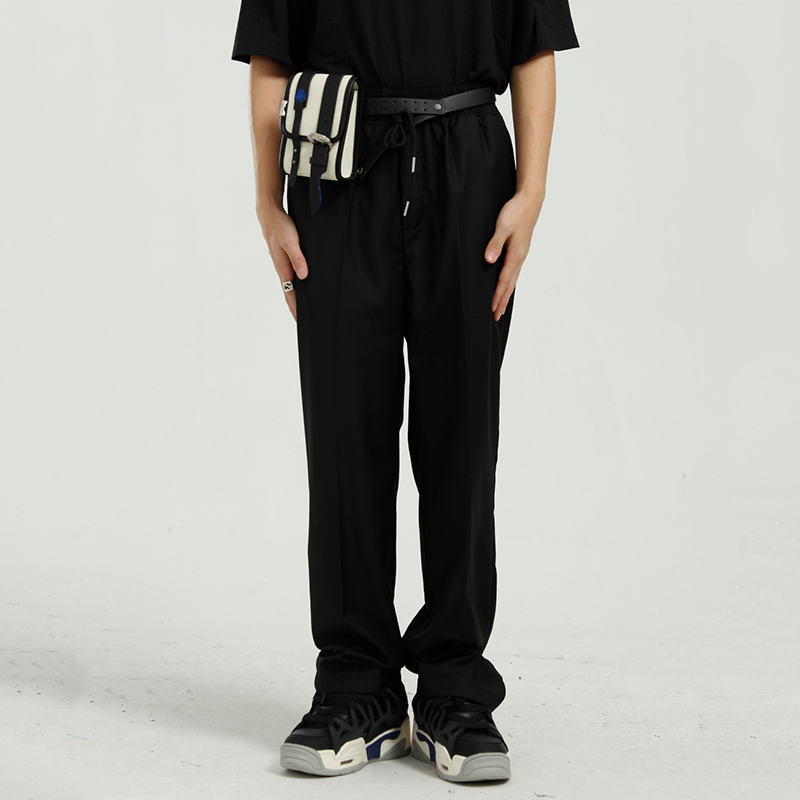 IEFB Spring Korean Trend Causal Sweatpants Loose Straight Elastic Drawstring Waist Casual Pants For Men Wide Leg 9Y5417 210524