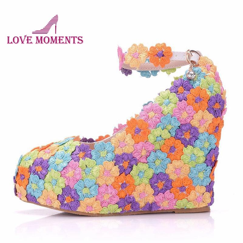 Colorful Lace Flower Wedding Shoes Wedges High Heel Buckle Straps Party Heels Platform Girl Summer Dress, Black
Colorful Lace Flower Wedding Shoes Wedges High Heel Buckle Straps Party Heels Platform Girl Summer Dress, Black