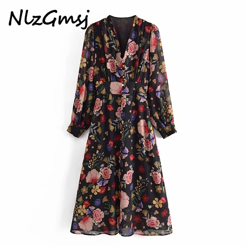 Dress Woman Women Vintage Floral Print Long Elegant V NeckLong Sleeve Casual es Female Robe 210628, As picture
Dress Woman Women Vintage Floral Print Long Elegant V NeckLong Sleeve Casual es Female Robe 210628, As picture
