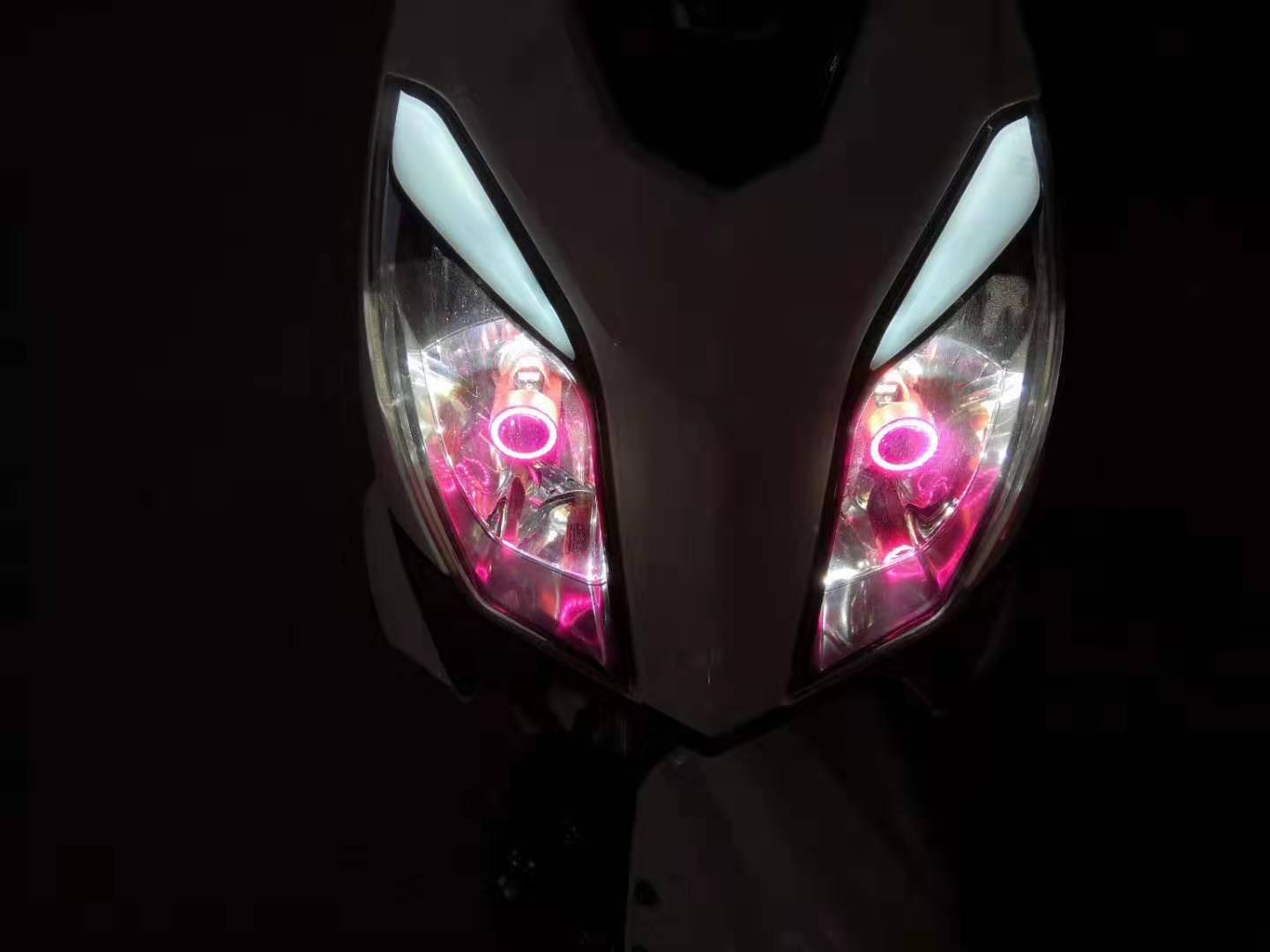 Blue/pink Angel eye H4 LED Motorcycle Headlight Ba20d HS1 H6 Scooter Motorbike Headlamp Light Bulb DRL Accessories 12/24V