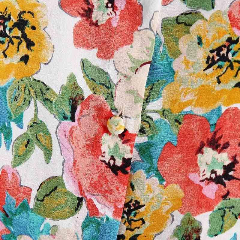 Women Colorful Floral Print Loose Casual Shirt Female Turndown Collar Long Sleeve Blouse Lady Tops Blusas S8799 210430