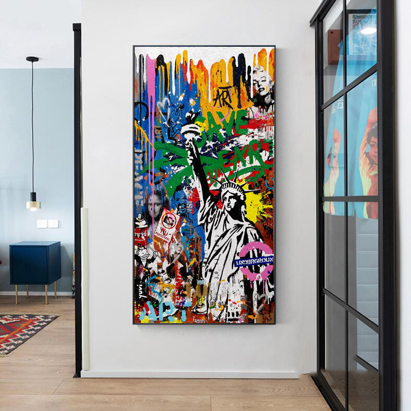 Abstract Graffiti Street Art Statue Of Liberty Canvas Painting Posters and Prints Wall Art Pictures For Living Room Home Decor