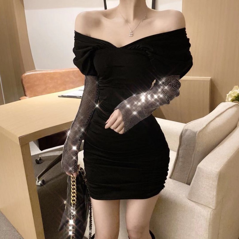 Sexy Black off shoulder sheath Dresss Women Long Sleeve Diamond Patchwork bodycon dress Fashion elegant club female Mini dress 210518, Picture color
Sexy Black off shoulder sheath Dresss Women Long Sleeve Diamond Patchwork bodycon dress Fashion elegant club female Mini dress 210518, Picture color