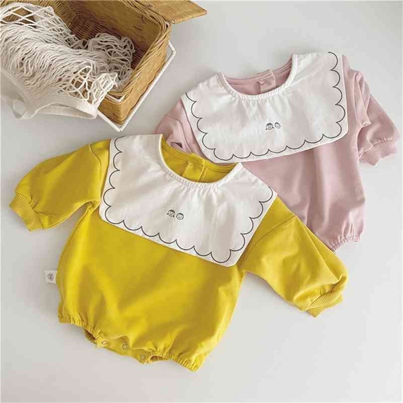 Autumn cute baby girls big turn-down collar long-sleeve jumpsuits pure cotton cartoon printed casual coveralls 210708, Yellow
Autumn cute baby girls big turn-down collar long-sleeve jumpsuits pure cotton cartoon printed casual coveralls 210708, Yellow
