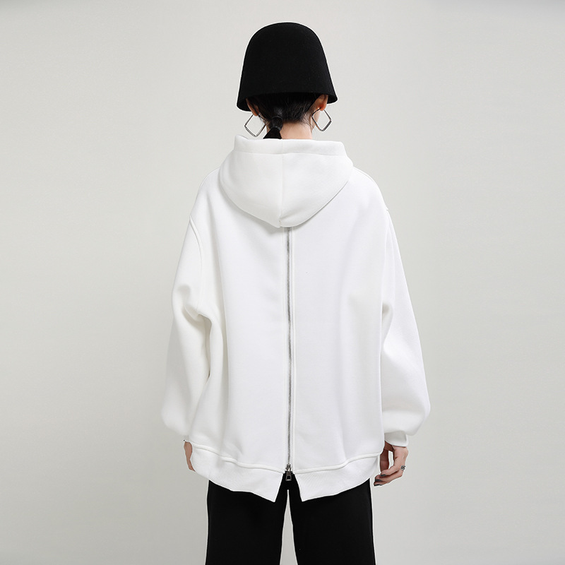 Nomikuma Fleece Hooded Sweatshirt Casual Back Zipper Split Women Jumper Autumn Winter Korean Long Sleeve Hoodies Top 6D537 210427