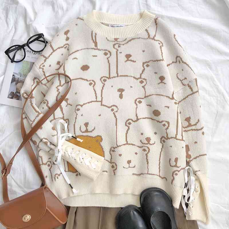 Korean Cute Bear Sweater Women Long Sleeve Loose Oversize Pullover Top Woman Harajuku Sleeved Knitted Sweaters 210602, Photo color
Korean Cute Bear Sweater Women Long Sleeve Loose Oversize Pullover Top Woman Harajuku Sleeved Knitted Sweaters 210602, Photo color