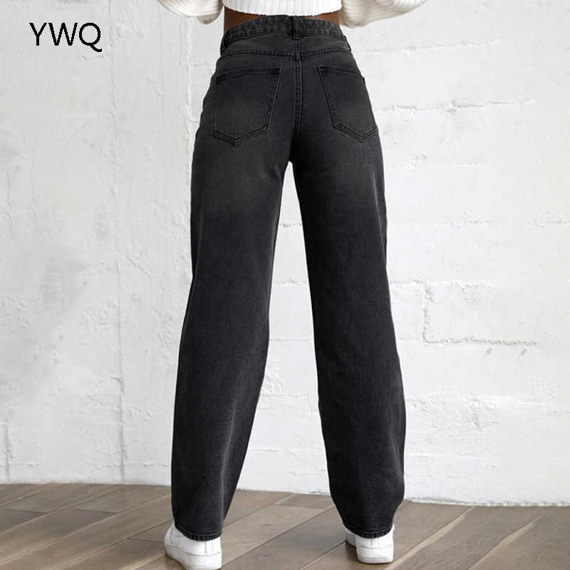 Cargo Pants Women Jeans Woman High Waist Stretch Jeans Black Ripped Straight Leg Pants Mom Boyfriend Causal Baggy Pants 210616