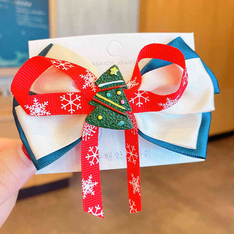 Hair Accessories Children's Bow Hairpin Christmas Headdress Lovely Baby 2021 Girls Cloth Clip Women