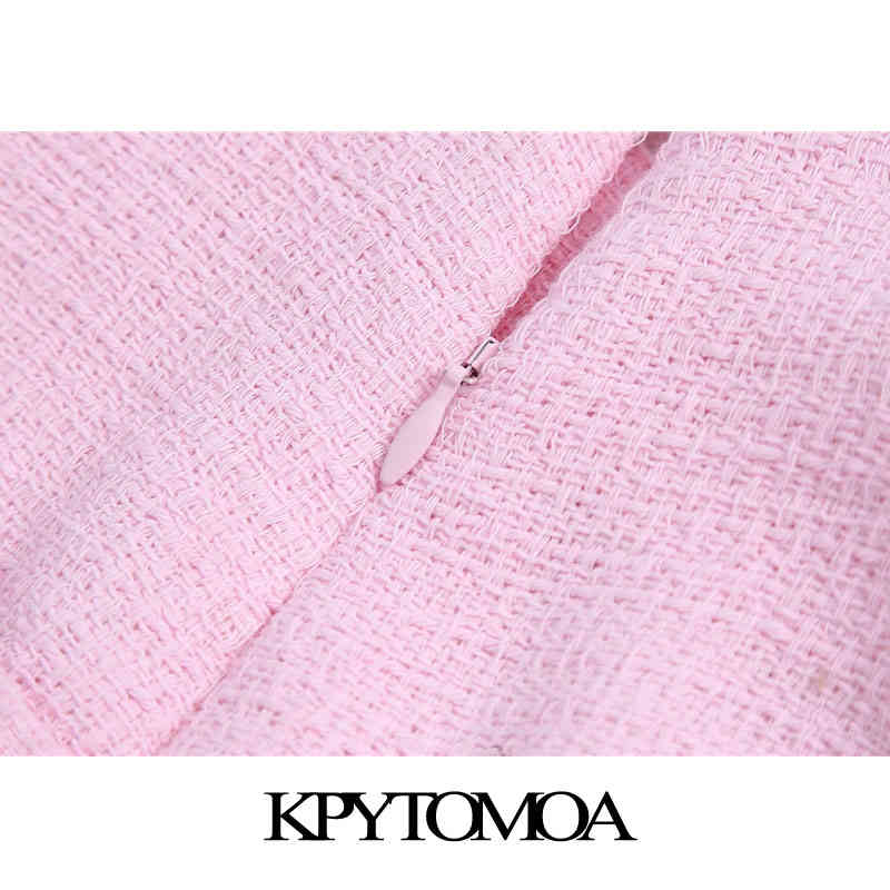 Women Fashion With Metal Buttons Tweed Bermuda Shorts High Waist Back Zipper Female Short Pants Mujer 210420