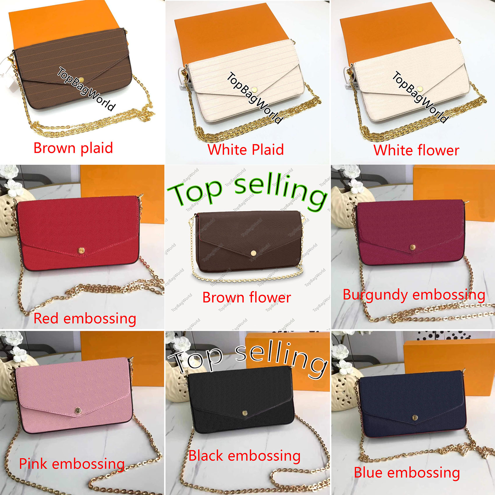 Felicie Pochette Bags Women Luxury designer handbag Genuine Leather wallet High quality fashion Handbags Ladies shoulder messenger bag Purse With Box, Gigt box
Felicie Pochette Bags Women Luxury designer handbag Genuine Leather wallet High quality fashion Handbags Ladies shoulder messenger bag Purse With Box, Gigt box