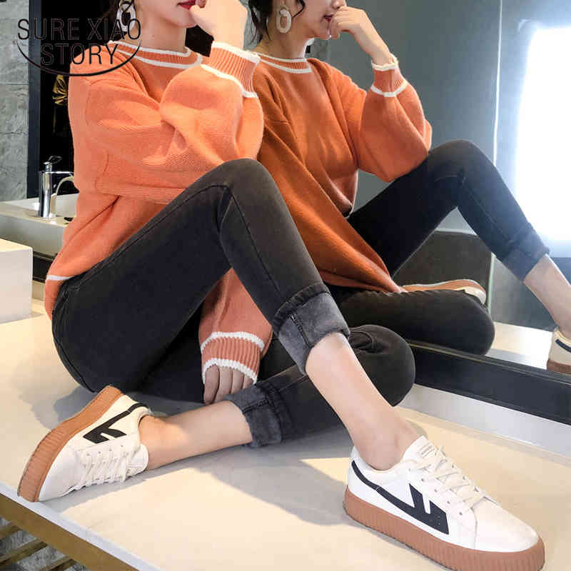 Thicken Warm Fashion Pencil Pants Women Jeans Velvet High Waist Elastic Skinny Korean Style Winter Trousers 7689 50 210417