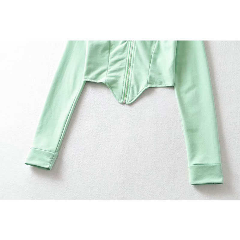 Sweatshirt Women Spring Hooded Solid Color Long Sleeve Irregular Personality Zip-up Women's 210628