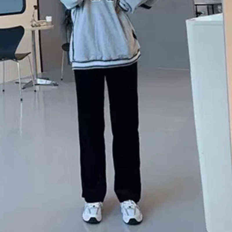 Beige Corduroy Wide Leg Pant Korean Style Soft Girl Pink Spring Plus Size Black Trousers For Female Oversize 211124Z