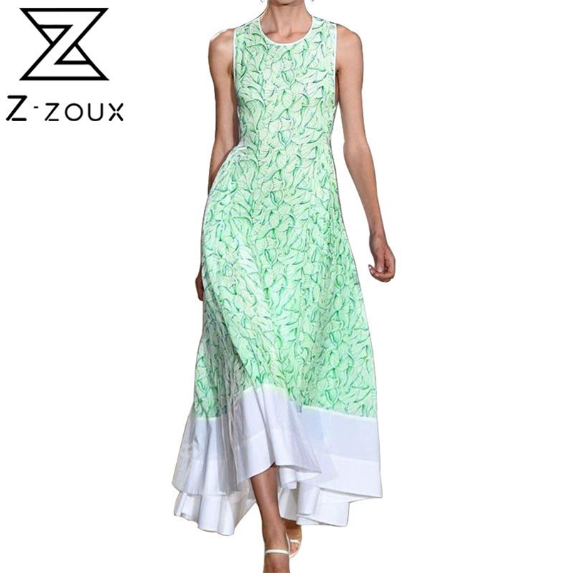 Women Dress Sleeveless Color Matching Printing Dresses Plus Size Long Sexy Bohemian For Fashion 210513