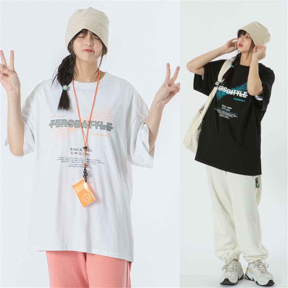 Men's T-shirt Letters Summer Short Sleeve Printed Tee Hip Hop Oversized Cotton Casual Harajuku Streetwear Top Tshirts Clothing 210601