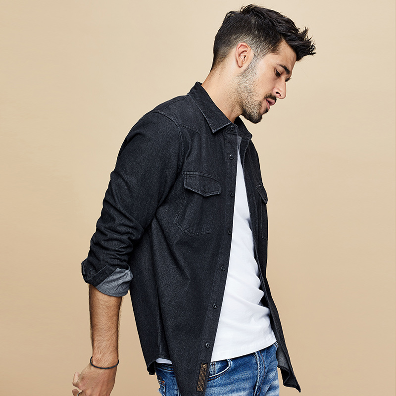 Men's Jackets Kuegou shirt male cotton jeans, black autumn with long sleeves, plus size leisure fashion coat for men ID87, 1# shoe box
Men's Jackets Kuegou shirt male cotton jeans, black autumn with long sleeves, plus size leisure fashion coat for men ID87, 1# shoe box
