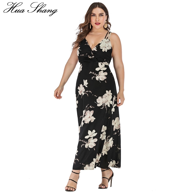 5XL 6XL 7XL Plus Size Summer Beach Dress Women V Neck Sleeveless Floral Boho Dresses String Cross Backless Sexy Maxi Long Dress 210409