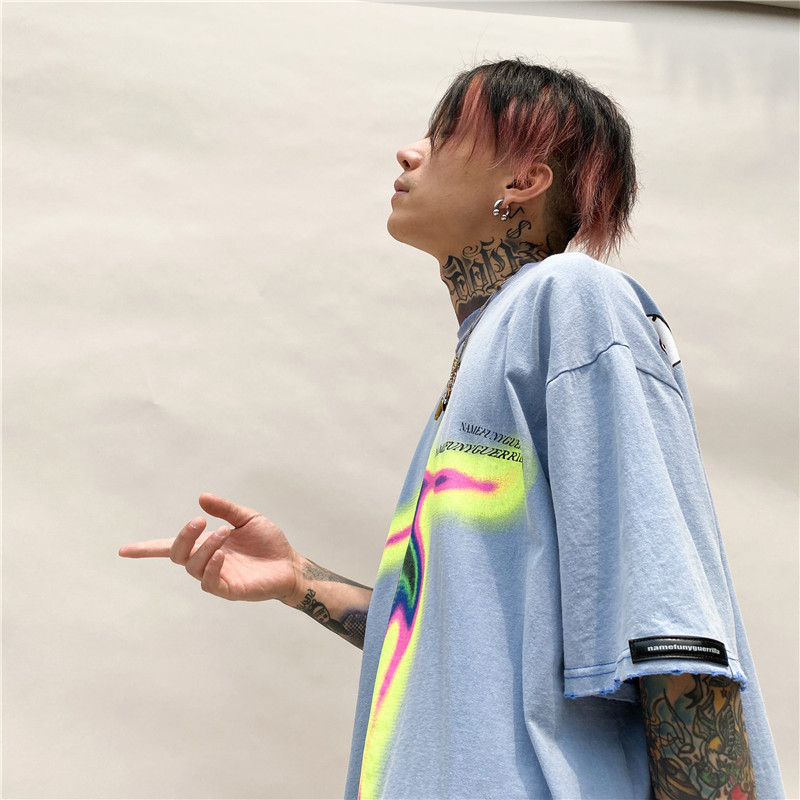E-BAIHUI Distorted Portrait Printing Short-Sleeved Washed T-shirt Summer Streetwear Oversized Retro Men T Shirt Harajuku Summer Tees EB1021, White;black
E-BAIHUI Distorted Portrait Printing Short-Sleeved Washed T-shirt Summer Streetwear Oversized Retro Men T Shirt Harajuku Summer Tees EB1021, White;black