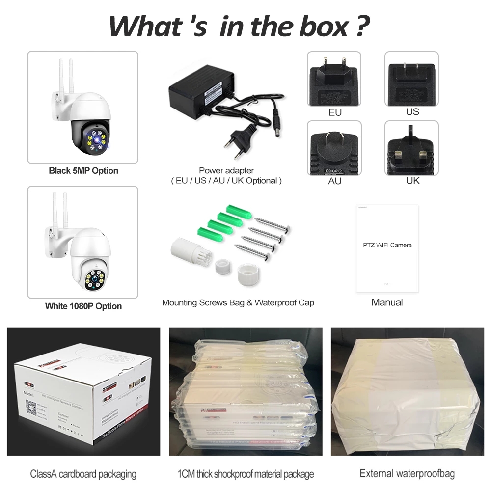 5MP PTZ Wifi IP Camera 1080P Outdoor 4X Digital Zoom Security CCTV AI Human Detect Auto Tracking P2P Wireless
5MP PTZ Wifi IP Camera 1080P Outdoor 4X Digital Zoom Security CCTV AI Human Detect Auto Tracking P2P Wireless