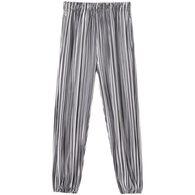 IEFB Men's Striped Casual Pants Korean Loose And Fashionable Baggy Pants Wide Leg Pants Elastic Waist Causal Summer Trousers 210524