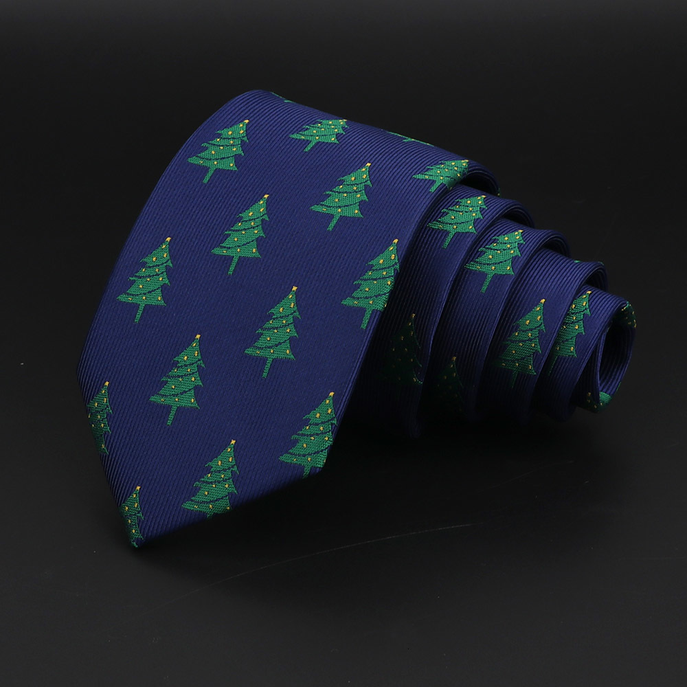 Red Blue Printed Christmas Tie 7cm Novelty Xmas Tree Elk Pattern Ties Santa Claus Snowflake Slim Necktie for Festival Theme Gift