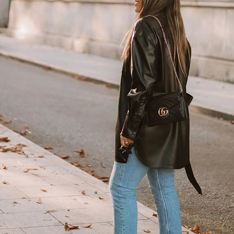 Foridol PU Leather Short Black Dress Women Clothes Vintage Spring Autumn Ladies Fashion Casual Dress Vestidos 210415