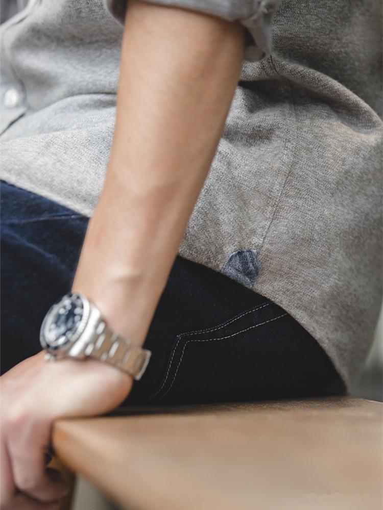 American Tooling Vintage Pepper And Salt Point Button-necked Shirt, Brushed Soft Layered, Wear A Blouse In Early Autumn Men Men's Casual Shi